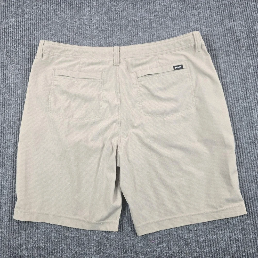 PrAna Shorts Mens 40 Beige Microfiber Chino Stretch Drawstring 8 Inseam Summer